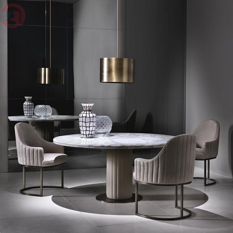 Modern Luxo Natural Pattern Esstisch Marmor Top Dining Table Round Marble furnitures Dinners Table Dining Room Set