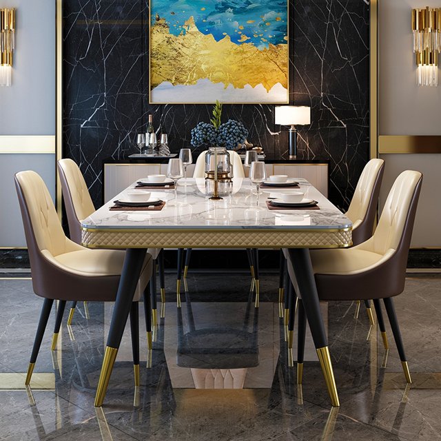 Factory wholesale Marble top table living room dinning table sets Room Furniture dining table with 6 chairs for sale