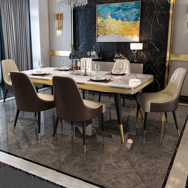 Factory wholesale Marble top table living room dinning table sets Room Furniture dining table with 6 chairs for sale