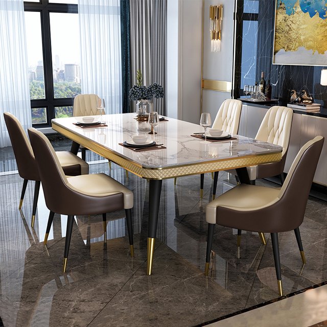 Factory wholesale Marble top table living room dinning table sets Room Furniture dining table with 6 chairs for sale