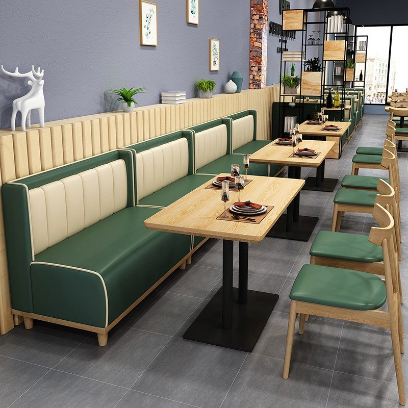 Foshan factory restaurant booth sofa seating coffee shop leisure bench sofa commercial furniture set sofa with table and chairs