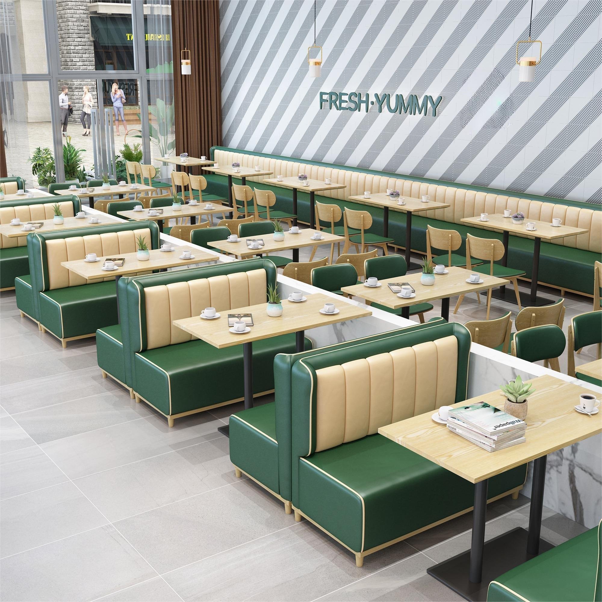 Foshan factory restaurant booth sofa seating coffee shop leisure bench sofa commercial furniture set sofa with table and chairs