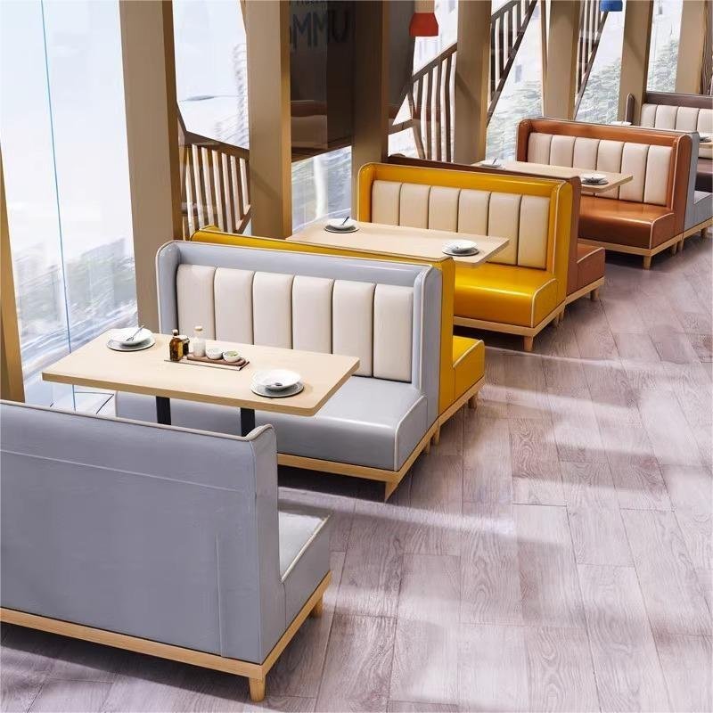 Foshan factory restaurant booth sofa seating coffee shop leisure bench sofa commercial furniture set sofa with table and chairs