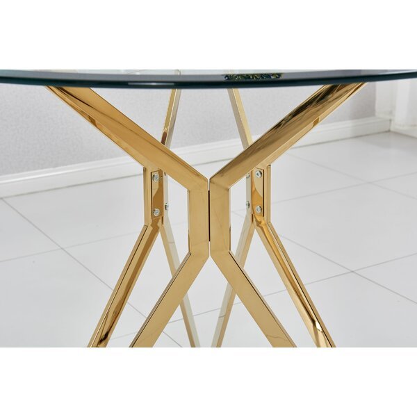 modern style round glass dining table for kitchen with clear tempered glass dining table