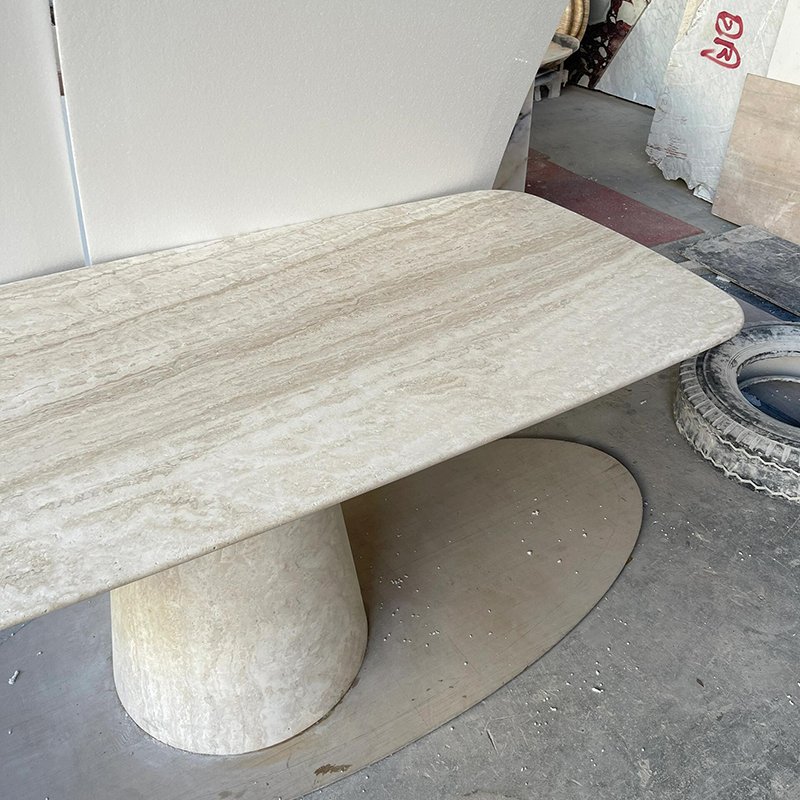 Home Deco Furniture Dining Room Natural Stone Table Travertine Marble Dining Table for Sale