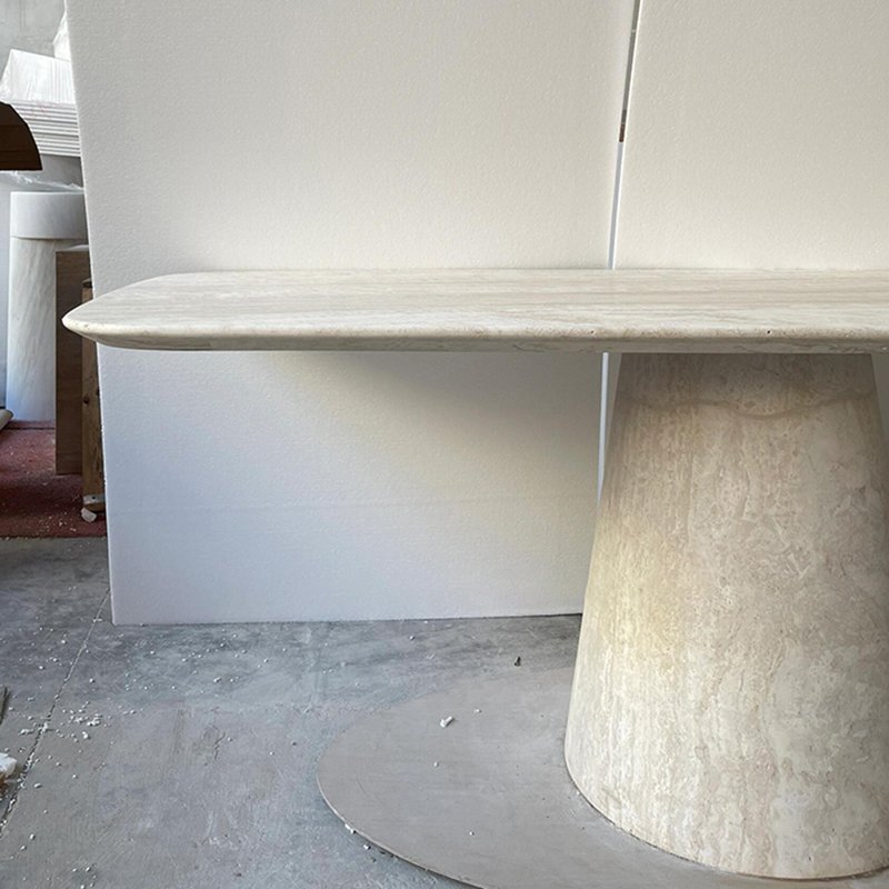 Home Deco Furniture Dining Room Natural Stone Table Travertine Marble Dining Table for Sale