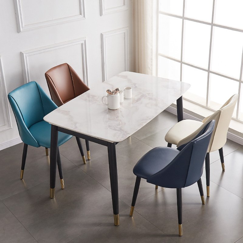 Wholesale Dining room Furniture Restaurant Cafe Chair Stripe Fabric Dining Chairs Pu Leather dining table Set Of 4 Chair