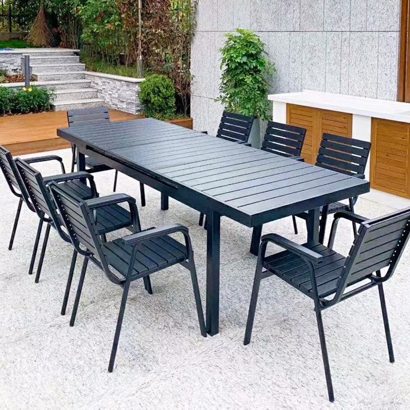 Outdoor table and chair balcony Garden garden leisure table and chair set plastic wood table and chair