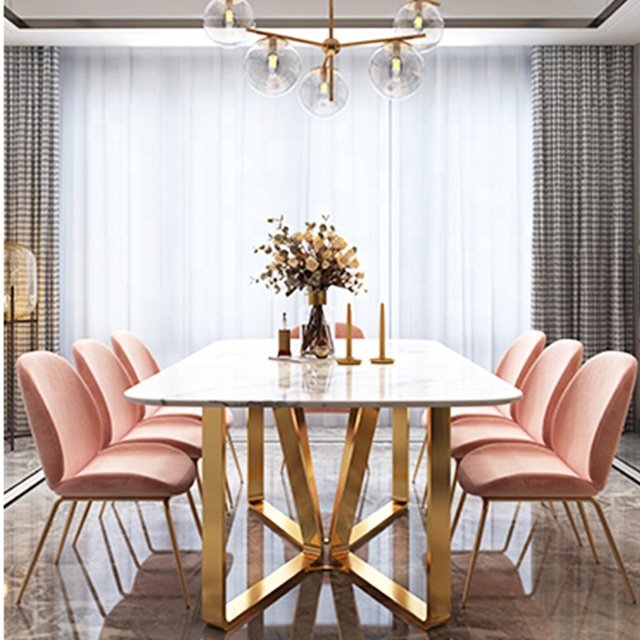 Home Furniture 6 Seater Hotel Apartment Dining Table High Quality Dining Table With Marble Top