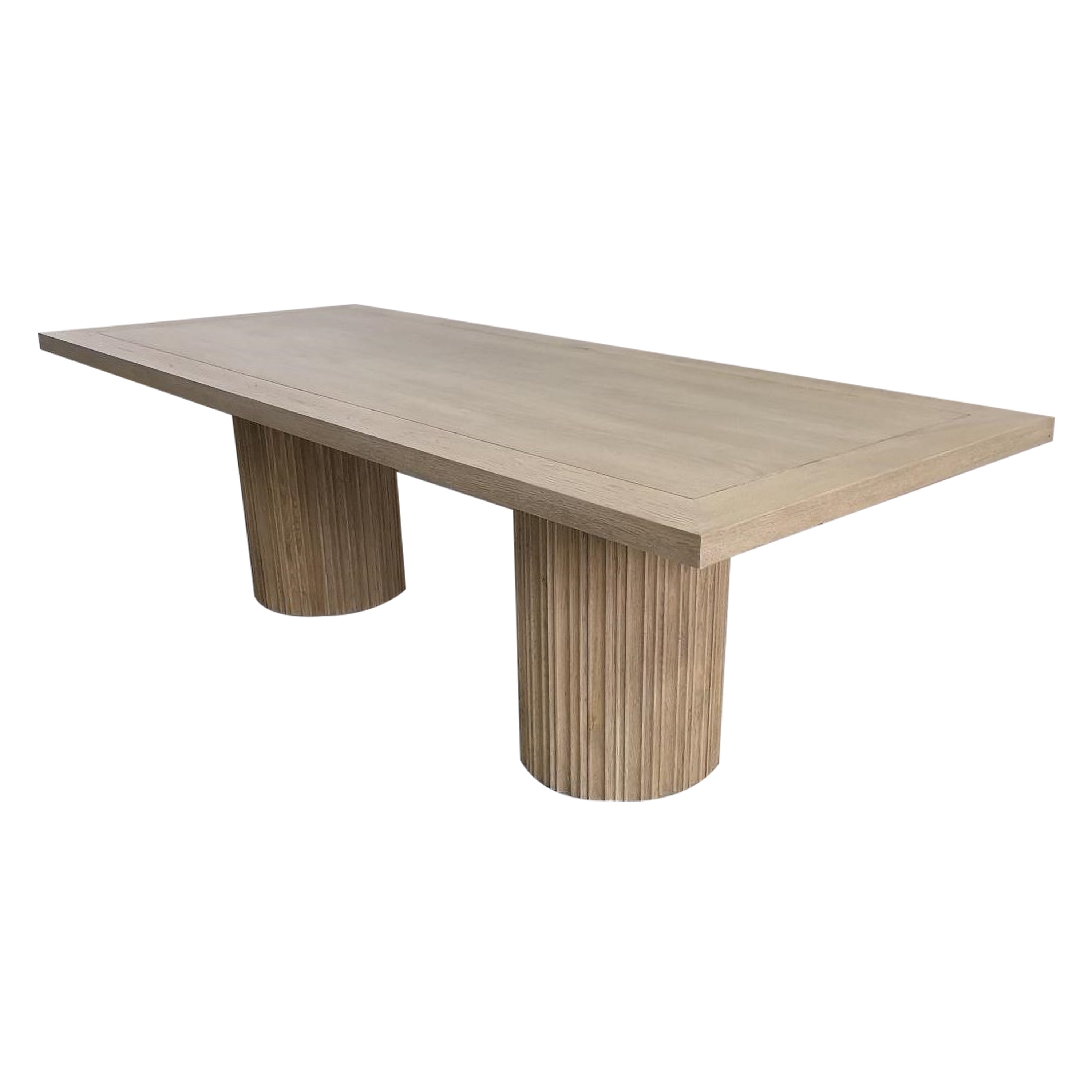 Customized 2 Round Base Luxury Furniture Rectangular Dining Table Set Oak recycled Pine Solid Wood Dining Table