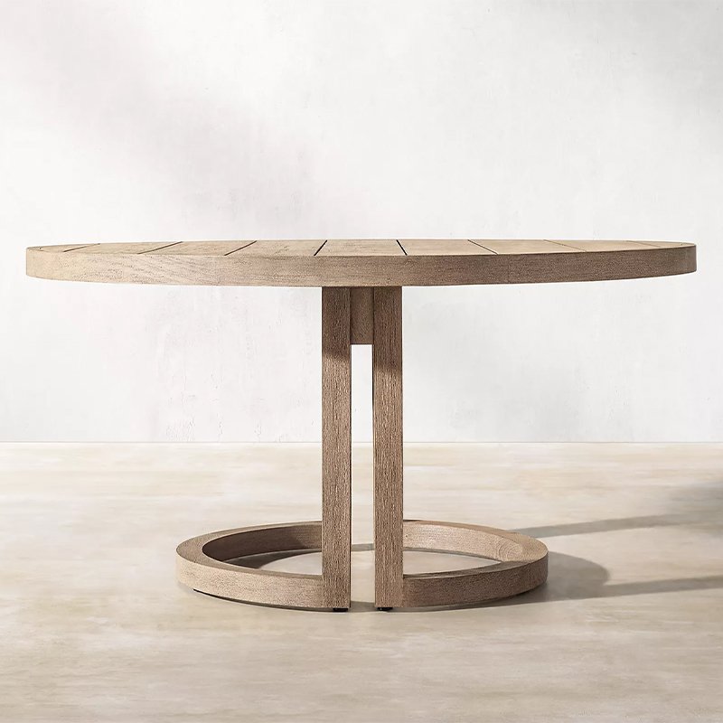 Simple Morden Teak Wooden Dining Set Durable Teak Outdoor Dining Chairs and Round Tables
