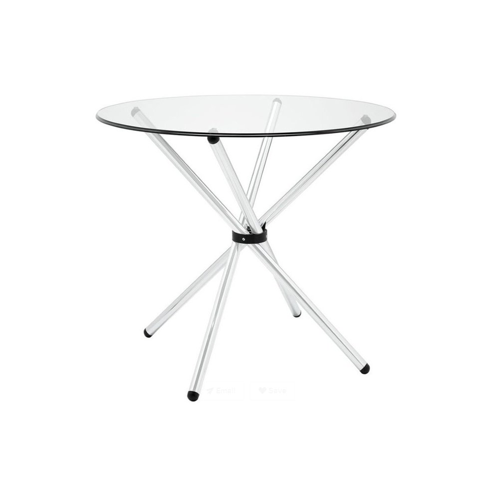 Cheap Modern Simple Round Glass Top Metal Leg Glass Dining Tables
