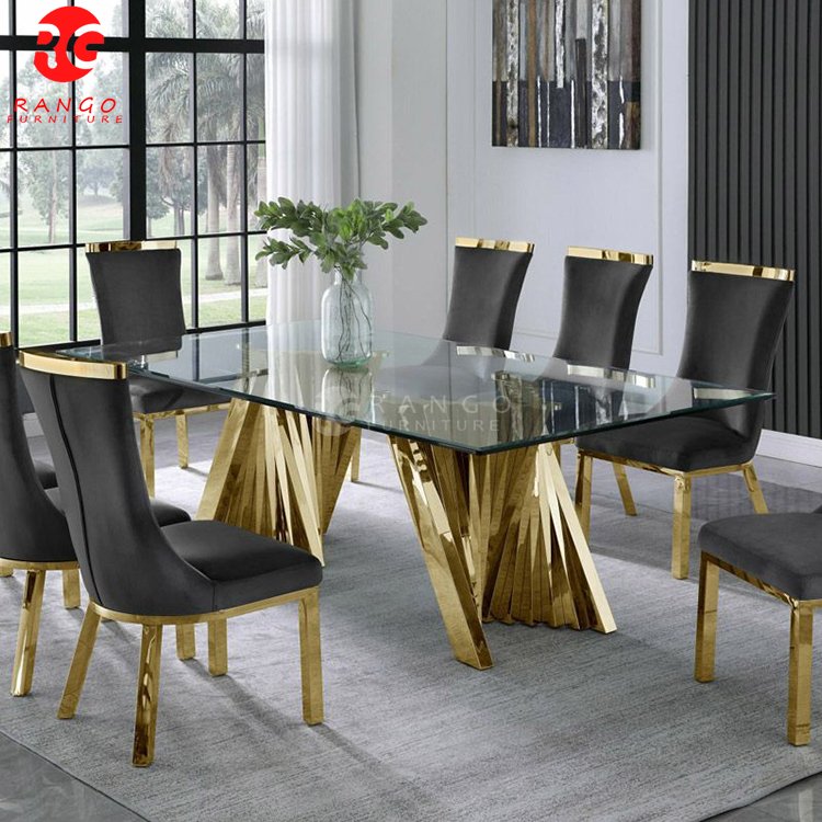 Tempered glass restaurant table outdoor dining table 4 dining room sets dinning table sets