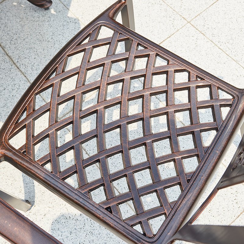 Patio Terrace Aluminum Durable Table 8 Chairs French Outdoor Party Restaurant Rectangular Cast Dining Table Set Luxury