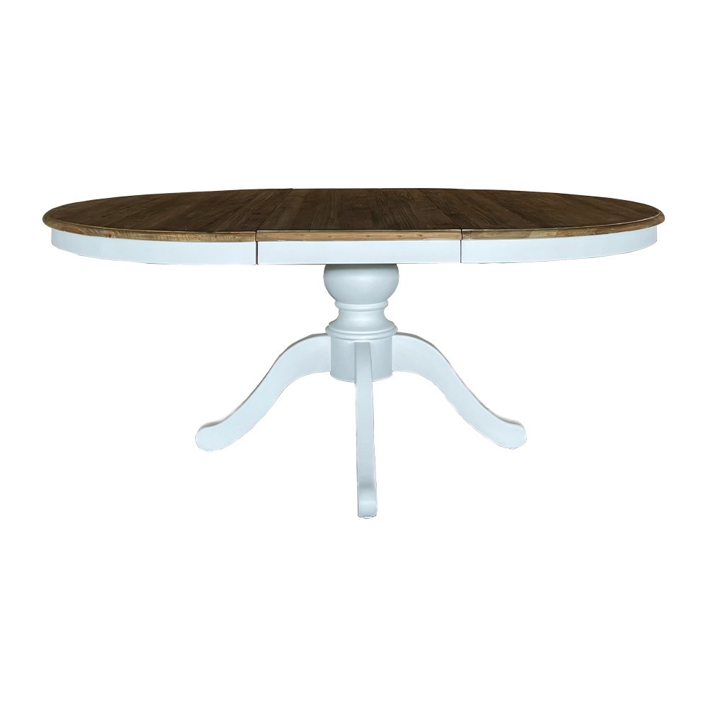 D1636 Antique French Style Extendable Solid Wood Pedestal Round Dining Table