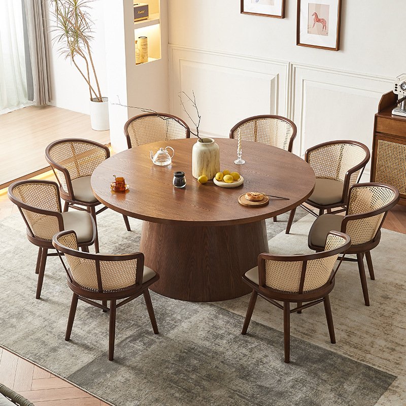 big large round woodelectric 360 bidirectional rotation lazy Susan dining table for villa hotel restaurant 12 chairs dining set