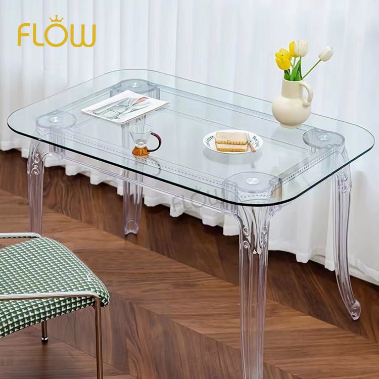 Wholesale home Clear Acrylic round Wedding Banquet square Glass Modern coffee table outdoor tables dining tables set For Sale