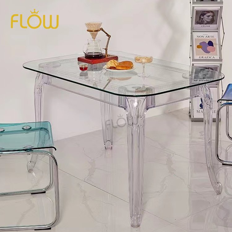 Wholesale home Clear Acrylic round Wedding Banquet square Glass Modern coffee table outdoor tables dining tables set For Sale