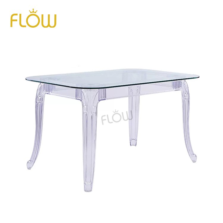 Wholesale home Clear Acrylic round Wedding Banquet square Glass Modern coffee table outdoor tables dining tables set For Sale