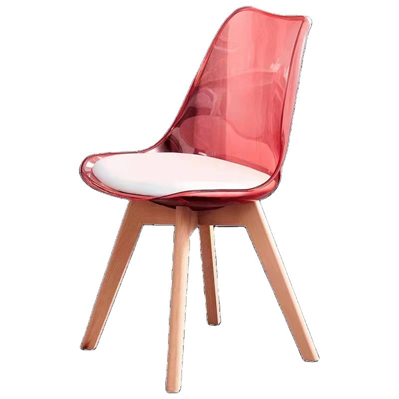 Leisure meeting table and chair Nordic dining room back thickened Clear plastic dining chair table set of 6 modern wood