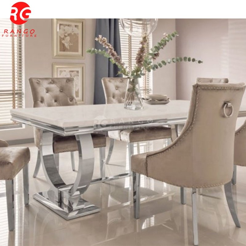 Hot selling dinning table with chairs dining set marble dining tables dining room furniture