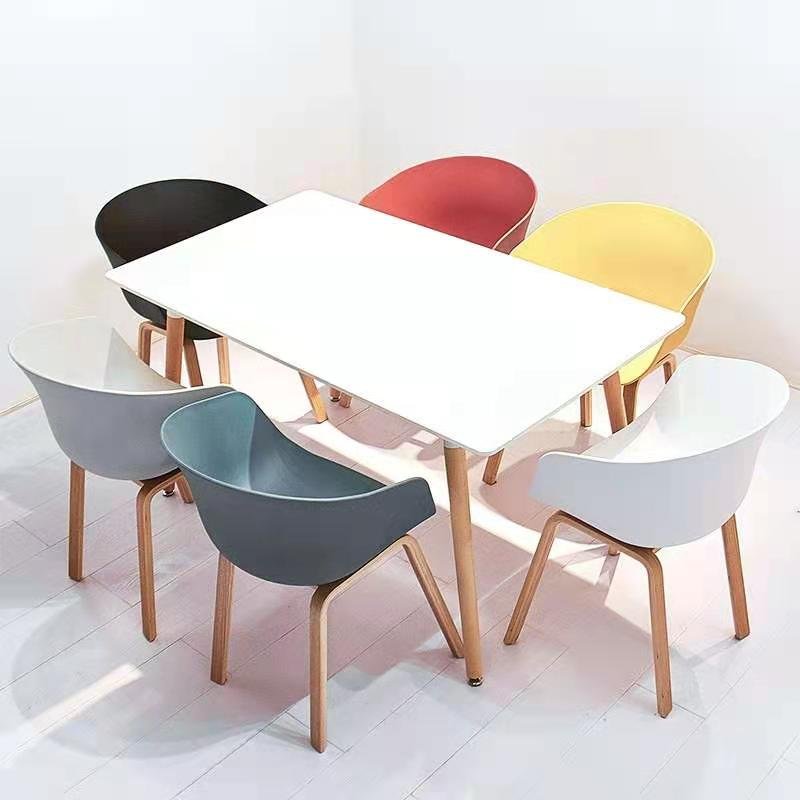 Wholesale Nordic Dinner Set Furniture Comedor 4 Sillas Modern Wood Circular White MDF Round Cafe Kitchen Dining Table with Chair