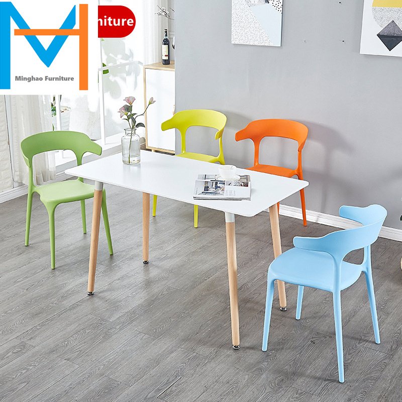 Wholesale Nordic Dinner Set Furniture Comedor 4 Sillas Modern Wood Circular White MDF Round Cafe Kitchen Dining Table with Chair