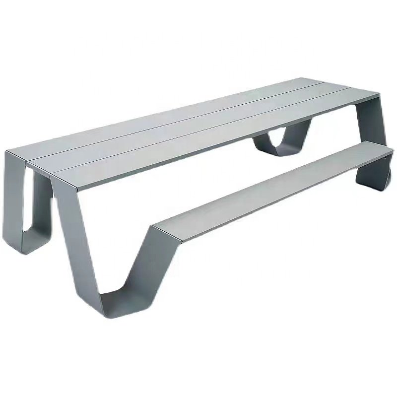 Factory Wholesale Outdoor Patio Garden Aluminium Table Bench Street Furniture Wooden Dining Table And Bench