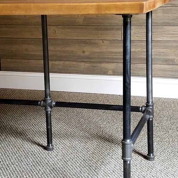 Urban Coffee Tables and Dining Tables with black iron flange elbow pipe fittings