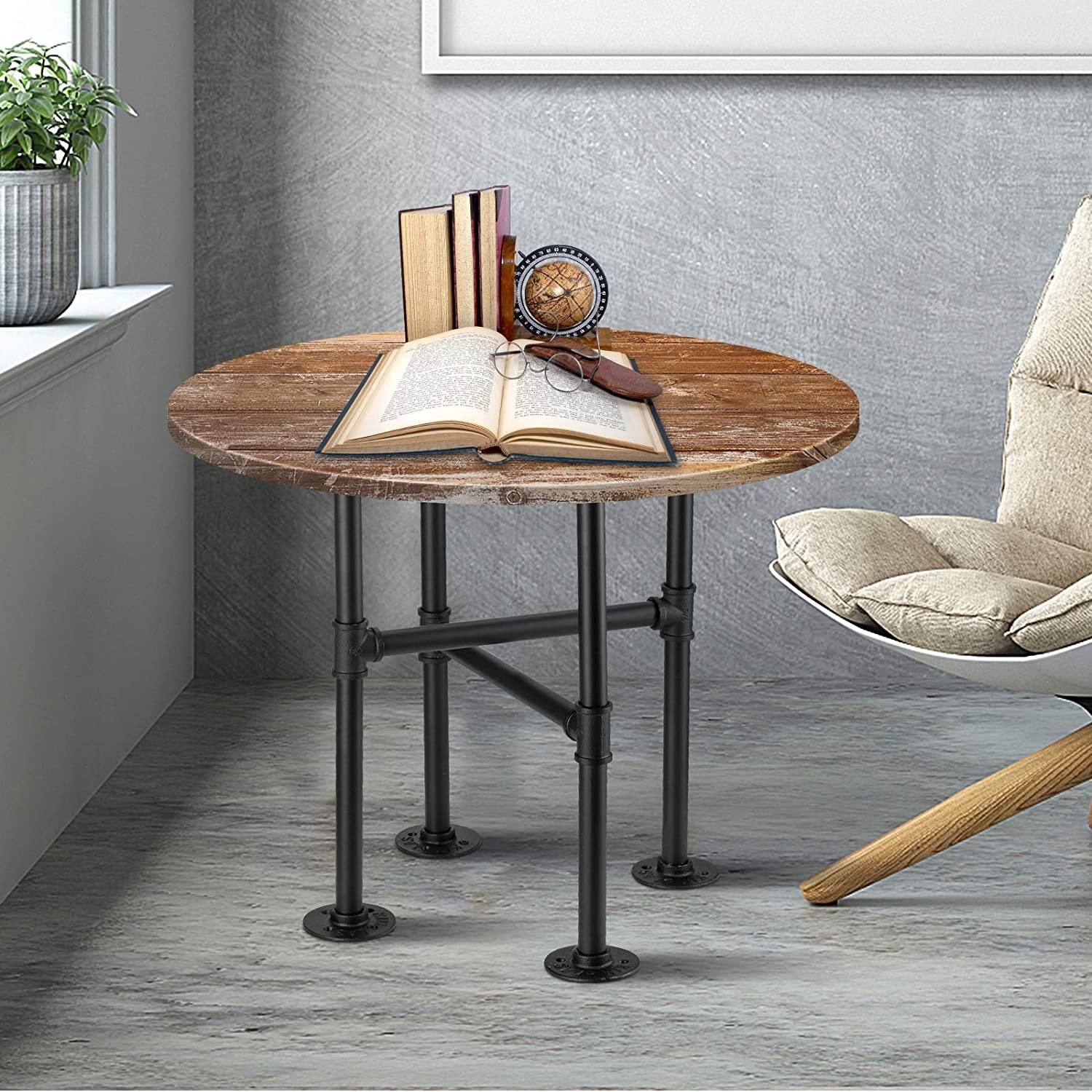 Urban Coffee Tables and Dining Tables with black iron flange elbow pipe fittings