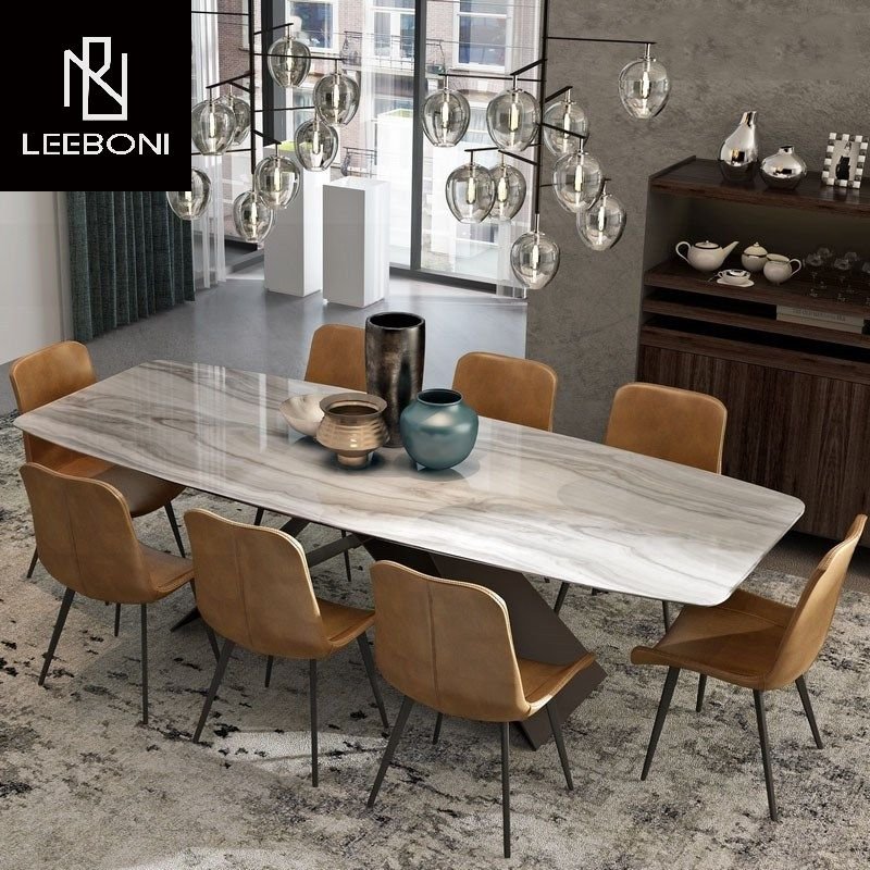 Factory supply home furniture luxury marble dining tables for 8 seater