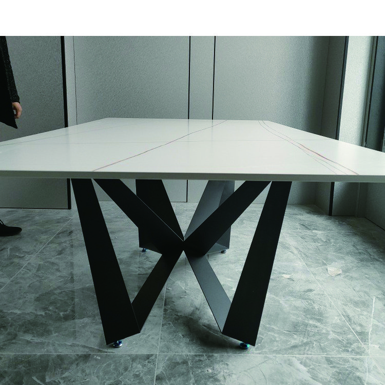 Newest design Factory wholesale light luxury designer large grey marble suar wood dining tables