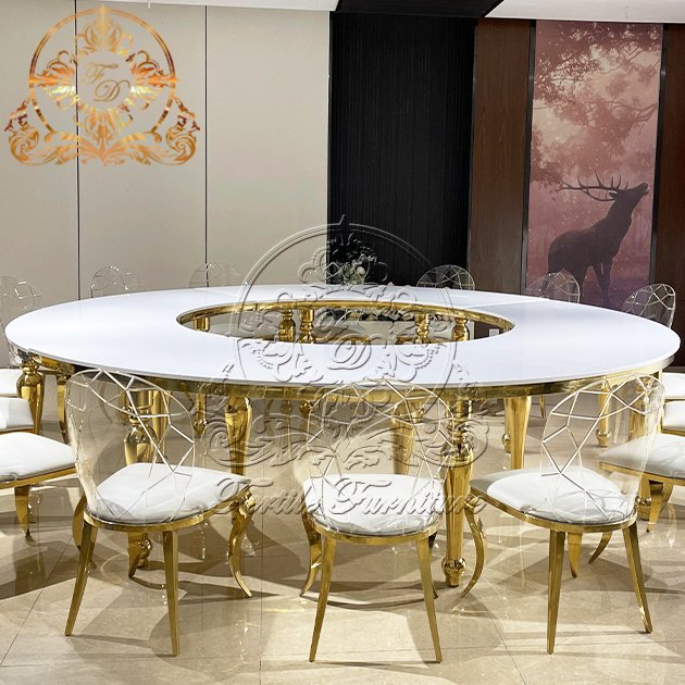 Wedding Event Modern Gold Luxury Dinner Table And Chairs For Dining Room Hotel