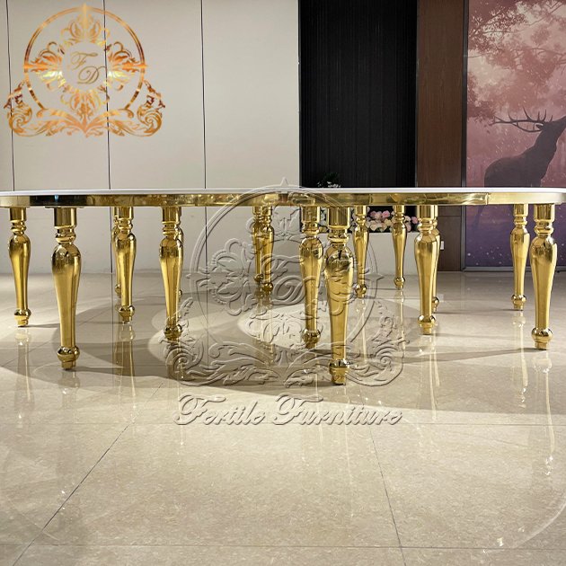 Wedding Event Modern Gold Luxury Dinner Table And Chairs For Dining Room Hotel