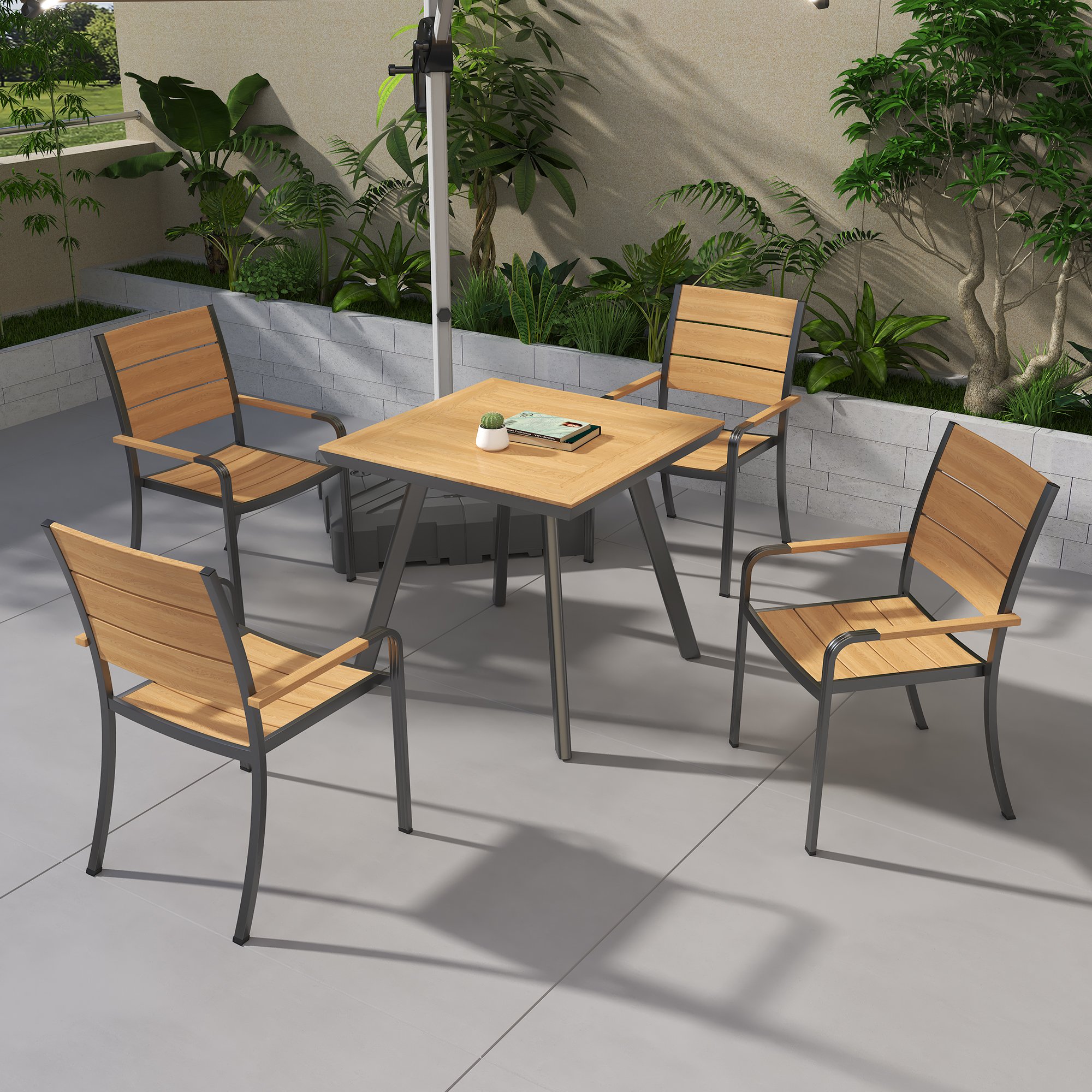 Fulin Wholesale White Three-piece Commercial Outdoor Large Bar Dining Table Island Whicker Garden Chair Set ratan