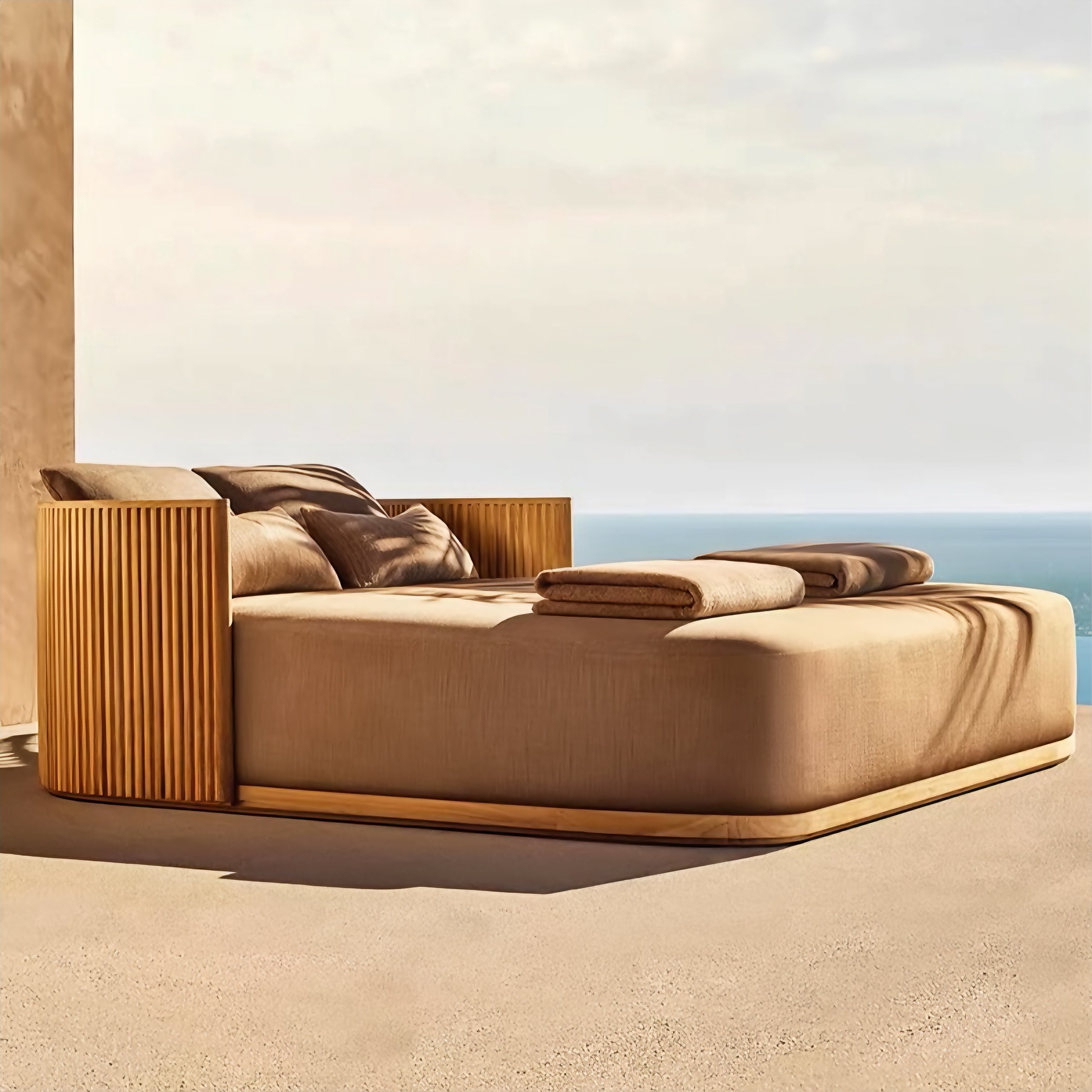 Low price Solid Teak Outdoor Lounge Chair Garden Wooden Sofa Chair for Hotel Resort Patio Furniture