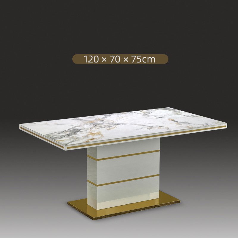 Luxury Modern Dining Room Furniture Set Stainless Steel Light Rock Rectangular Dining Tables Set