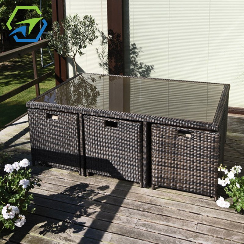 UK popular sectional patio conversation sofa promotional outdoor garden rattan aluminium dining table set outdoor furniture