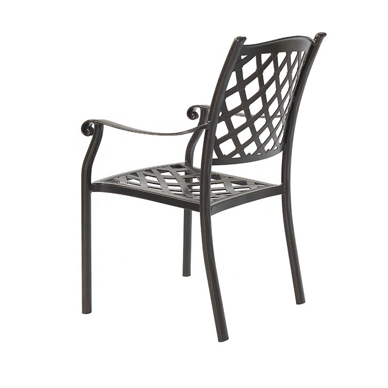 Black Cast Aluminum Modern Restaurant Outdoor Garden Umbrella Dining Chair Set Italian Dining Tables Rectangular for 6