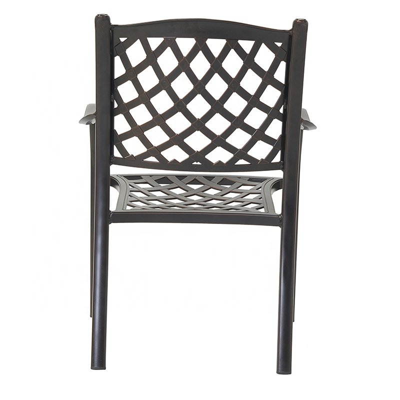 Black Cast Aluminum Modern Restaurant Outdoor Garden Umbrella Dining Chair Set Italian Dining Tables Rectangular for 6