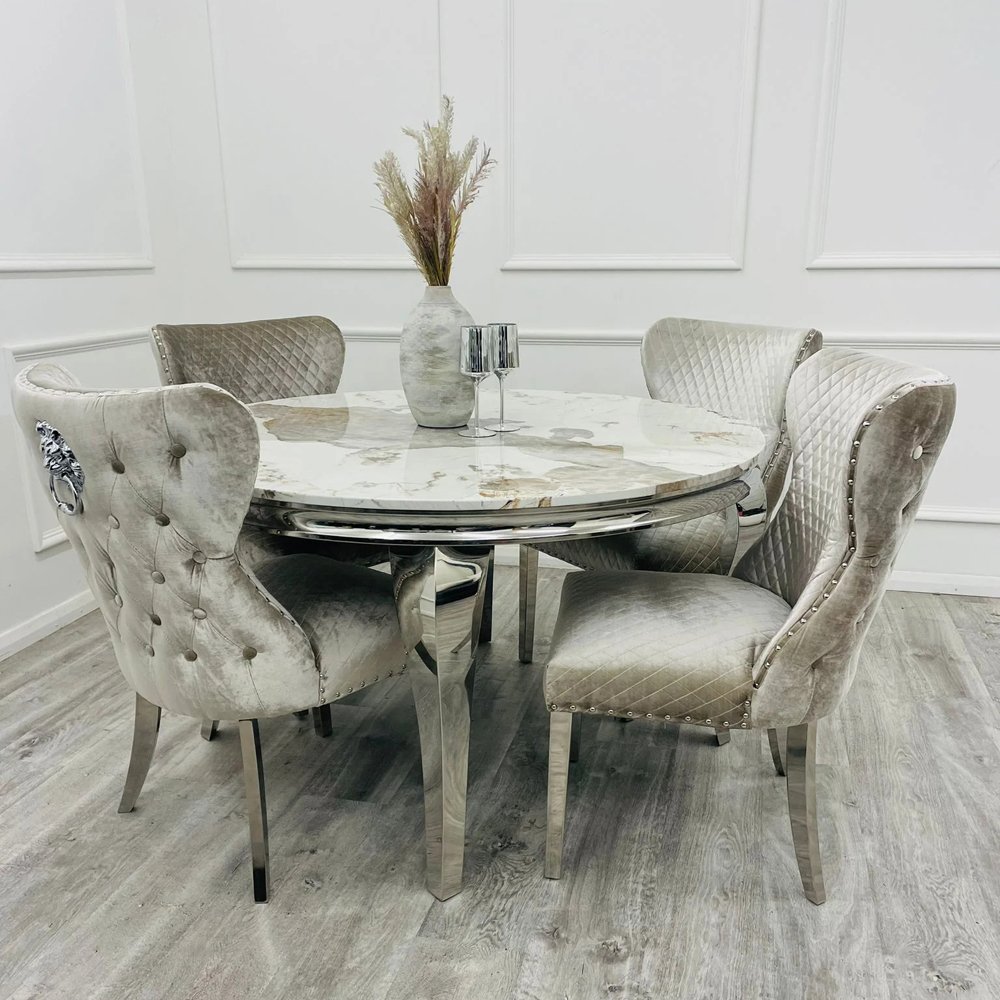 Restaurant furniture marble dining table chrome dining table set 4 chairs round dining table for restaurant