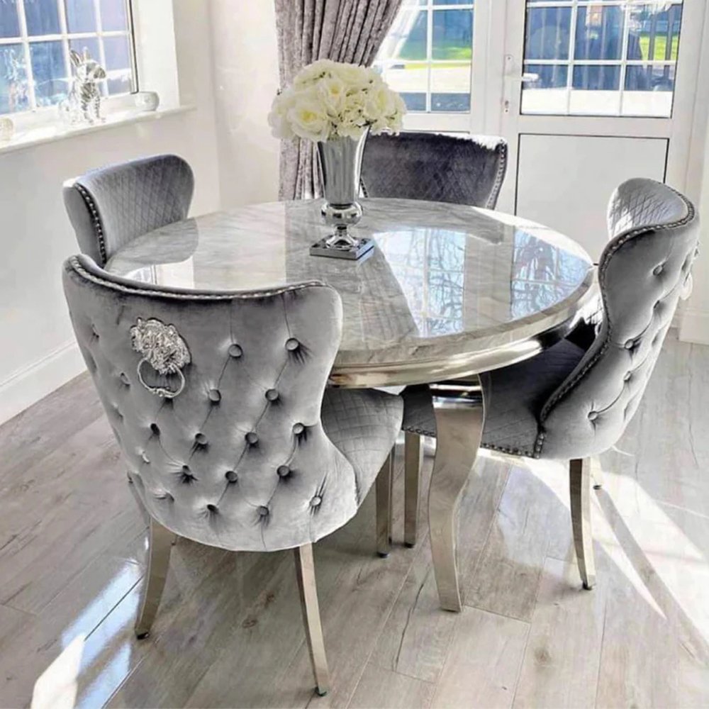 Restaurant furniture marble dining table chrome dining table set 4 chairs round dining table for restaurant