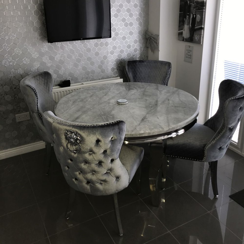 Restaurant furniture marble dining table chrome dining table set 4 chairs round dining table for restaurant