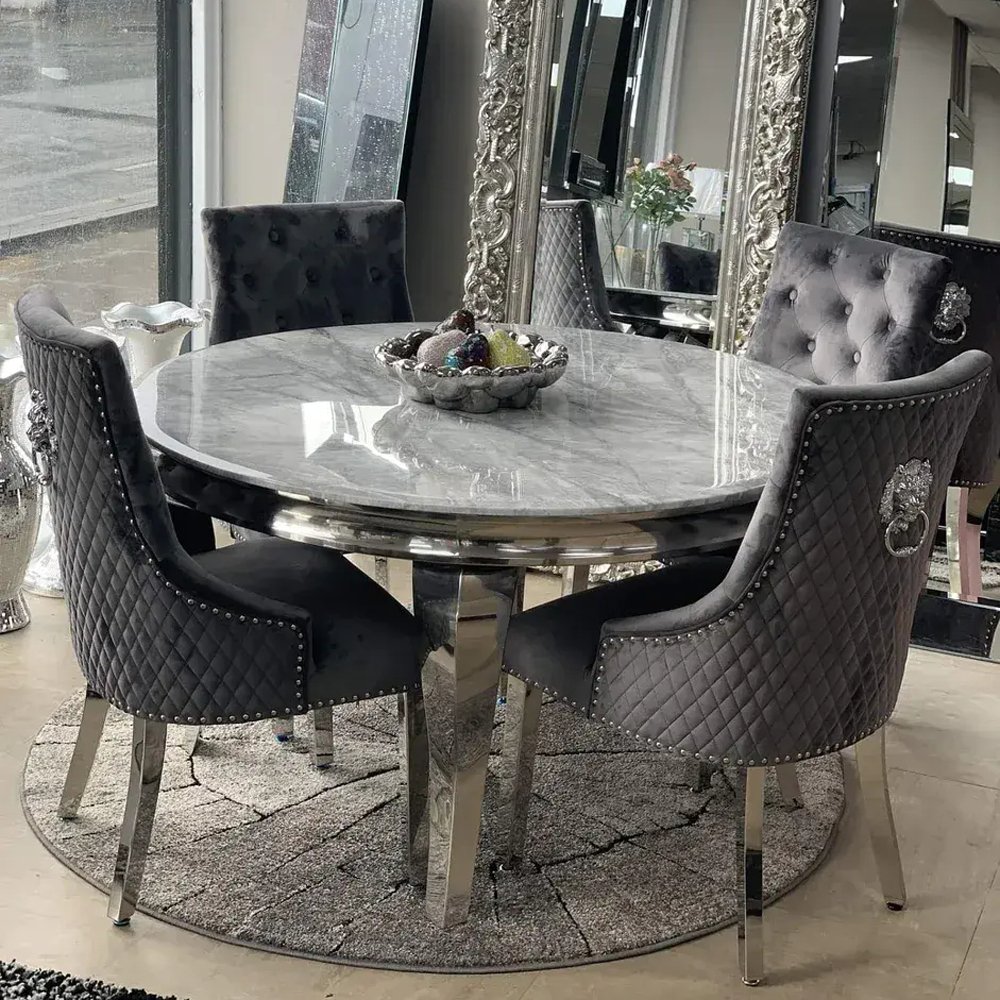 Restaurant furniture marble dining table chrome dining table set 4 chairs round dining table for restaurant