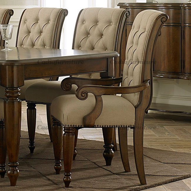 New arrive Rustic design wooden dining room set vantage style dining table with8 fabric chairs