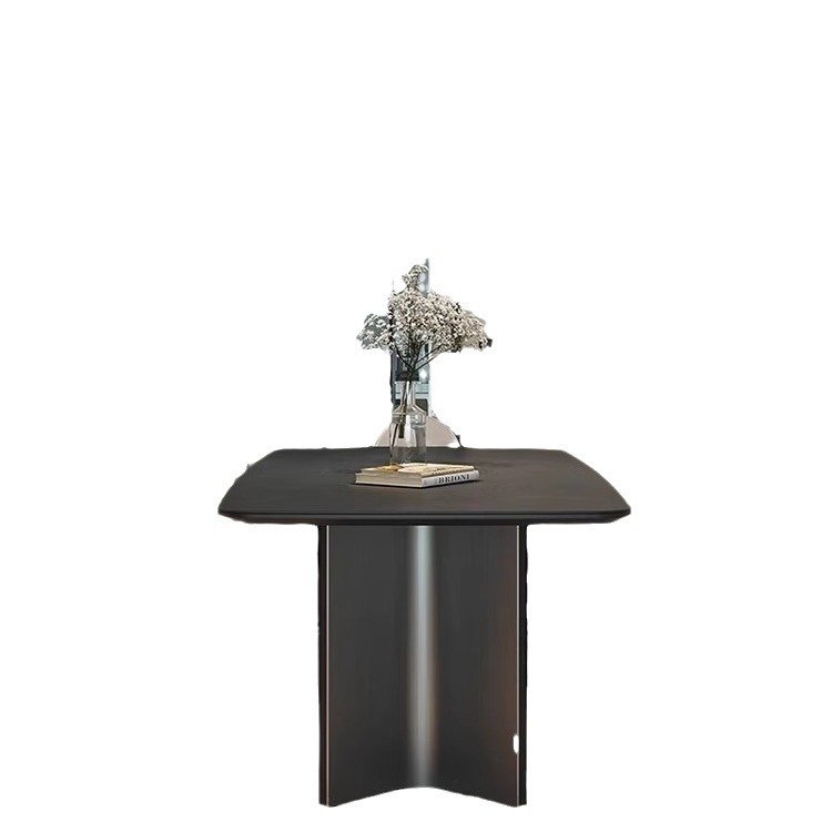 Italian-Style High-End Dining Table Chair Set Simple Modern Luxury Black Rock Plate Rectangular Retro Small Apartment Home