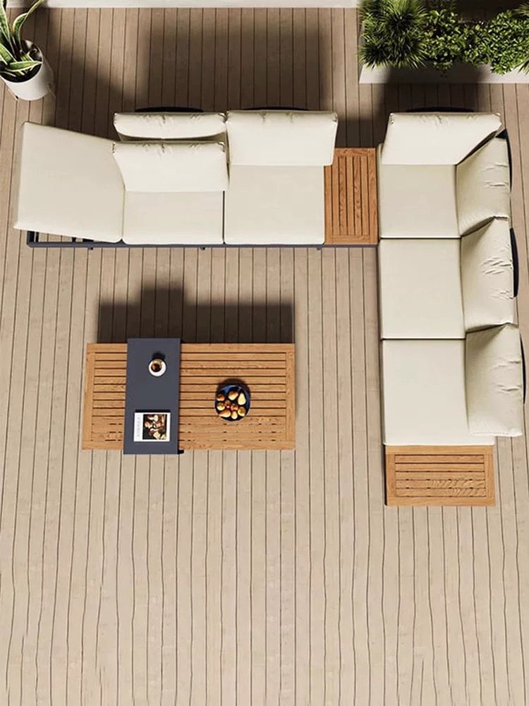Unique features Newest modern outdoor furniture teak wood and aluminum frame sofa sets