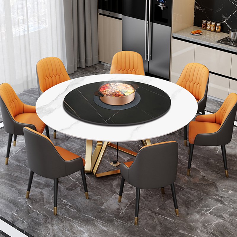 Customizable Kitchen And Dining Room Table And Chairs Auto-rotate Dining Room Furniture Sets Sintered Slab Dining Table Set