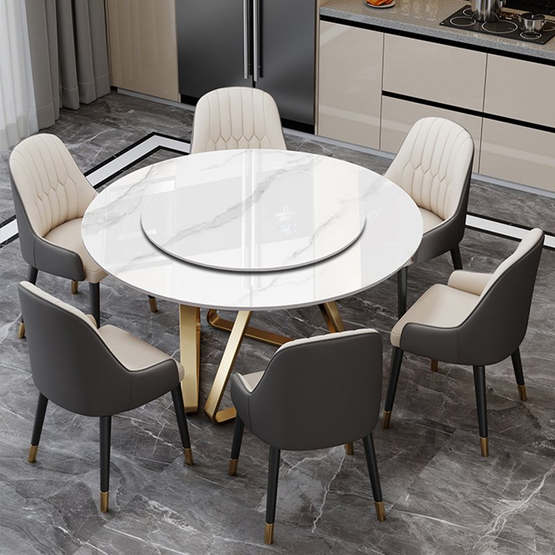 Customizable Kitchen And Dining Room Table And Chairs Auto-rotate Dining Room Furniture Sets Sintered Slab Dining Table Set