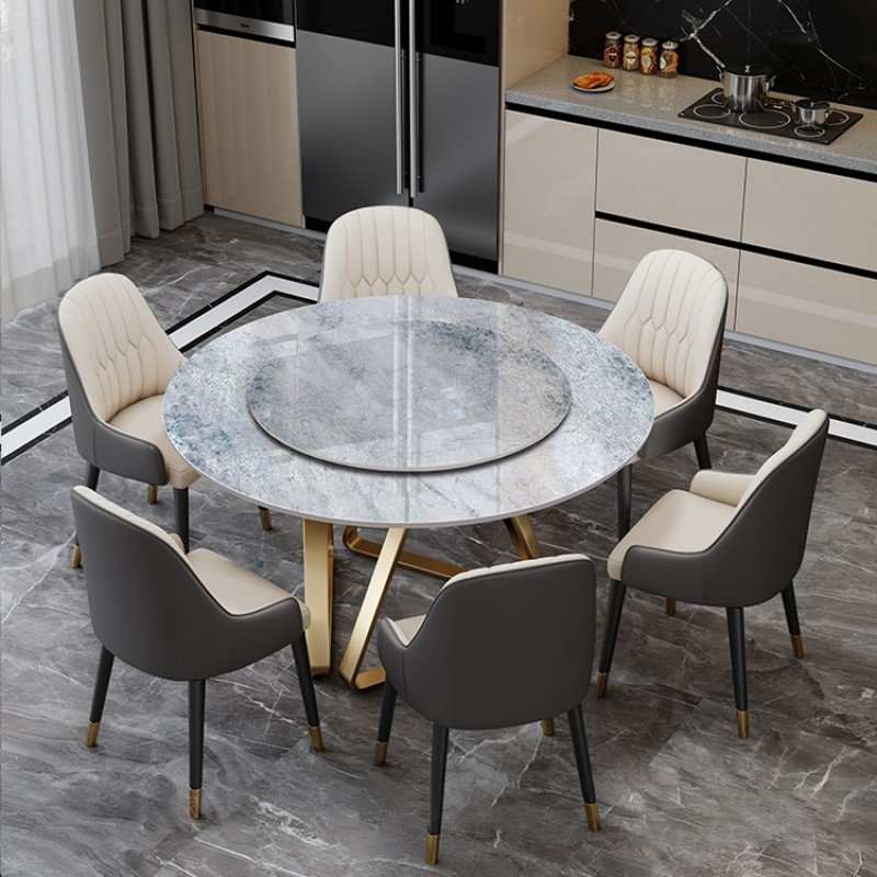 Customizable Kitchen And Dining Room Table And Chairs Auto-rotate Dining Room Furniture Sets Sintered Slab Dining Table Set